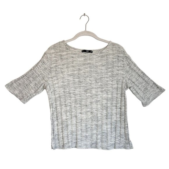 MNG Basics Women's Short Sleeve Sweater in Marled Gray - Size Small - Picture 1 of 4
